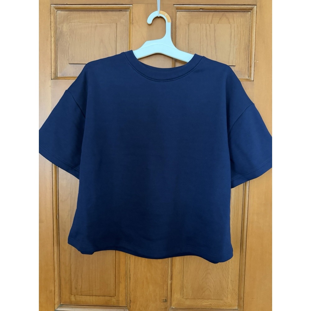 Women's A New Day Navy French Terry Short Sleeve T-Shirt Size Small NWT
